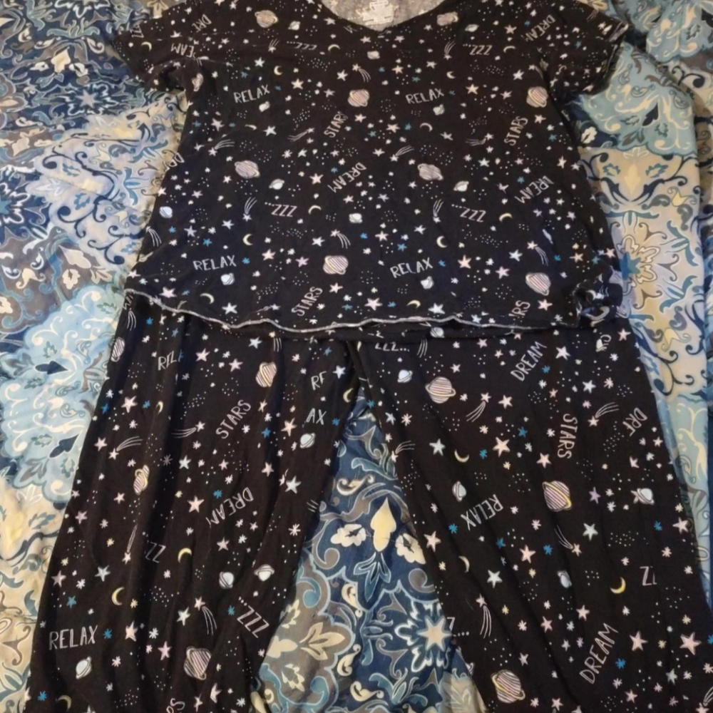 Secret Treasures Kids Space-Themed Pajama Set - Black and White